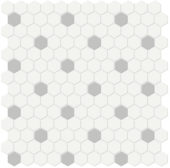 1" White w/ Loft Grey Matte Hex Mosaic | Quality Carpet Inc.