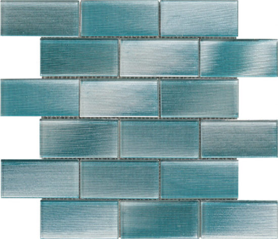 2"X4" Linear Aqua Glass Brick Pattern Mosaic | Quality Carpet Inc.