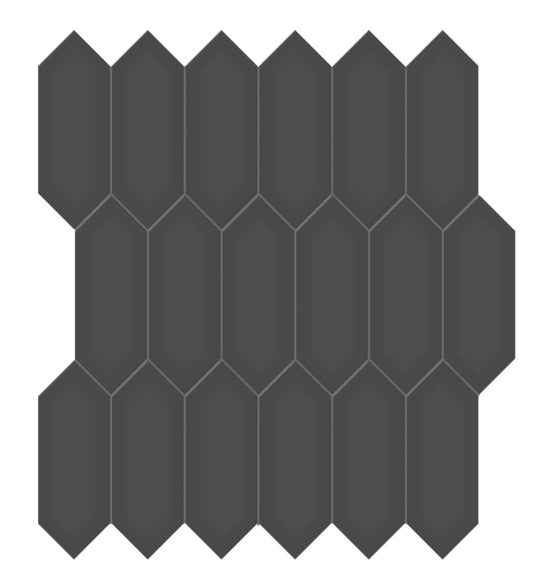 2x5 Retro Black Glossy Picket Mosaic | Quality Carpet Inc.