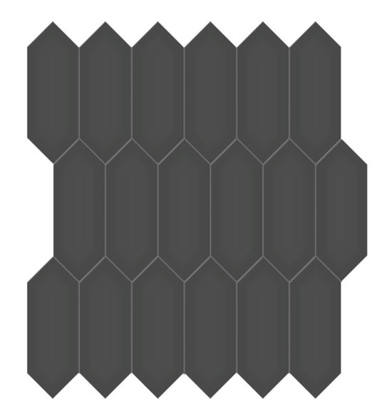 2x5 Retro Black Matte Picket Mosaic | Quality Carpet Inc.