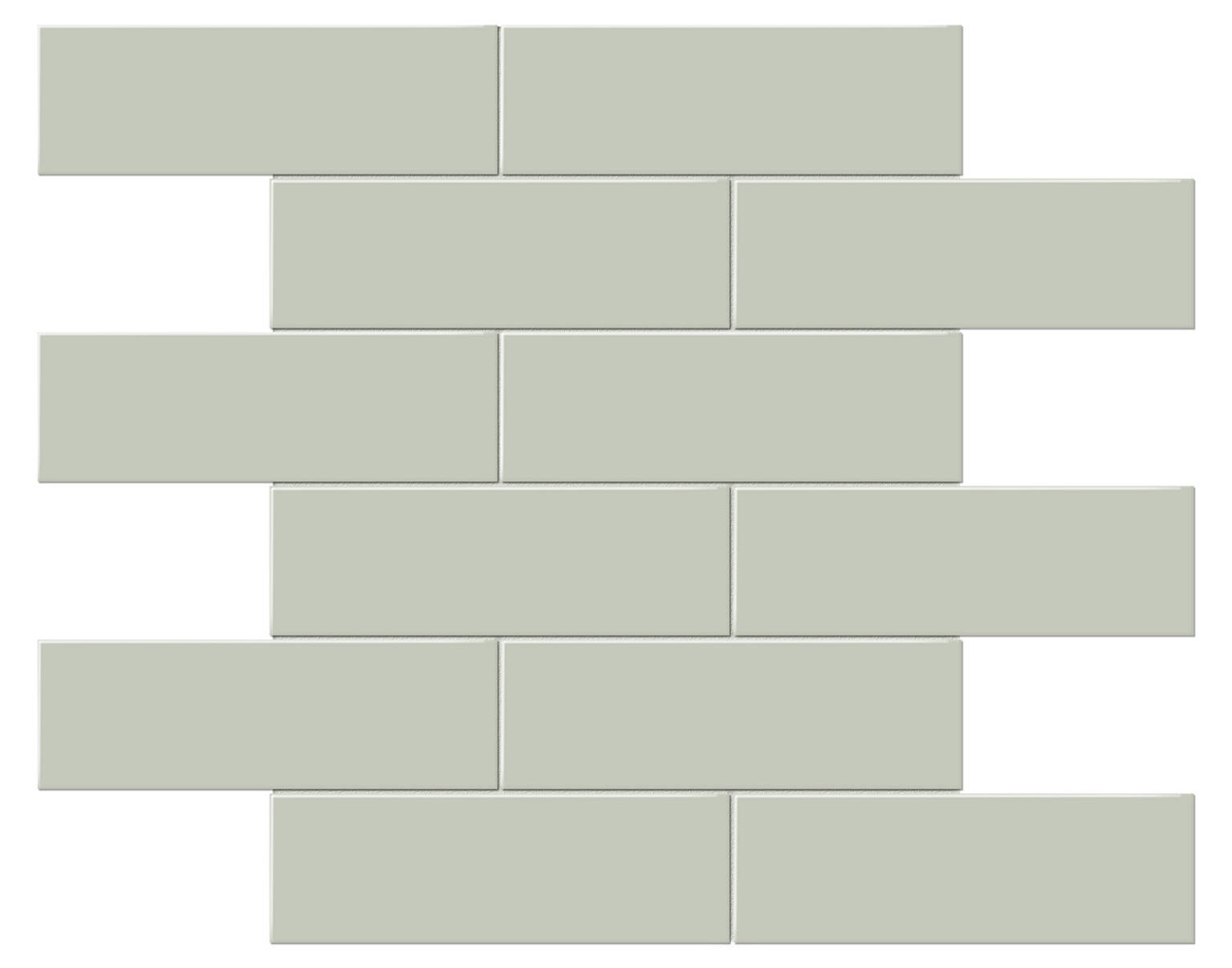 2x6 Soft Sage Glossy Brick Mosaic | Quality Carpet Inc.