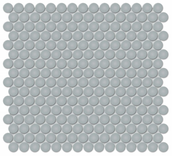 3/4" Cloud Blue Glossy Penny Round Mosaic | Quality Carpet Inc.