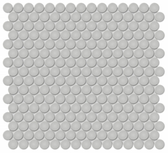 3/4" Loft Grey Matte Penny Round Mosaic | Quality Carpet Inc.