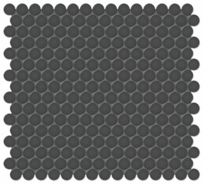 3/4″ Retro Black Glossy Penny Round Mosaic