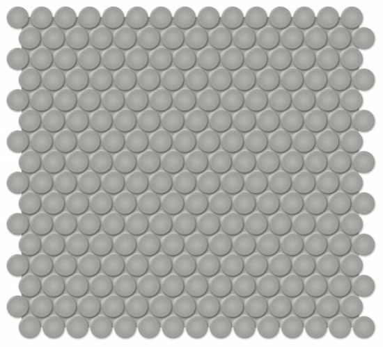 3/4" Taupe Matte Penny Round Mosaic | Quality Carpet Inc.
