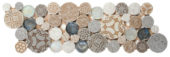 Beige Penny Round Décor / Glass Interlocking Border | Quality Carpet Inc.