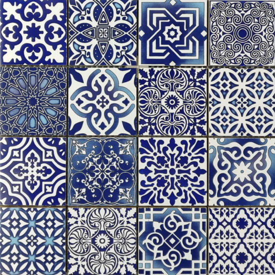 Ceramic Patchwork Diamond Blue Mosaic | Quality Carpet Inc.
