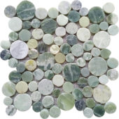 Crystal Green Semi-Precious Stone Round Interlocking Mosaic | Quality Carpet Inc.