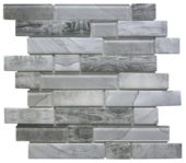 Grey Glass Rectangle/Dark Grey Recycled Glass Interlocking Mosaic | Quality Carpet Inc.