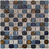Grey/Blue Glass Mix Marble Mosaic 1 | Quality Carpet Inc.