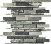 Grey/Green/Beige Mix Stone Baguette Interlocking Mosaic | Quality Carpet Inc.
