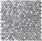 Medium Hexagon Silver Aluminum Mosaic | Quality Carpet Inc.