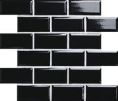 Mini Subway Black Glazed Porcelain Interlocking Mosaic 2"X4" | Quality Carpet Inc.
