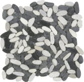 Mix White/Black Sliced Matte Pebble Interlocking Mosaic | Quality Carpet Inc.