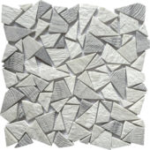Reconstituted White Grey Mix Mini Opus Stone Mosaic | Quality Carpet Inc.