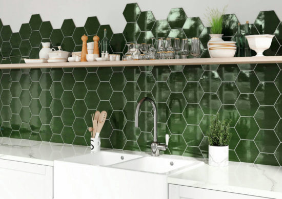 Ronda 5.5X6.3” Green Hexagon | Quality Carpet Inc.