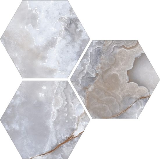 Treasure Blue Dream Onyx 6" Carved Hexagon | Quality Carpet Inc.