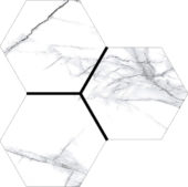 Treasure Ice White Marble 6" Carved Hexagon | Quality Carpet Inc.