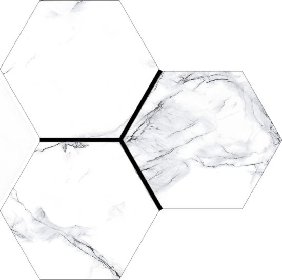 Treasure Ice White Marble 6" Carved Hexagon | Quality Carpet Inc.