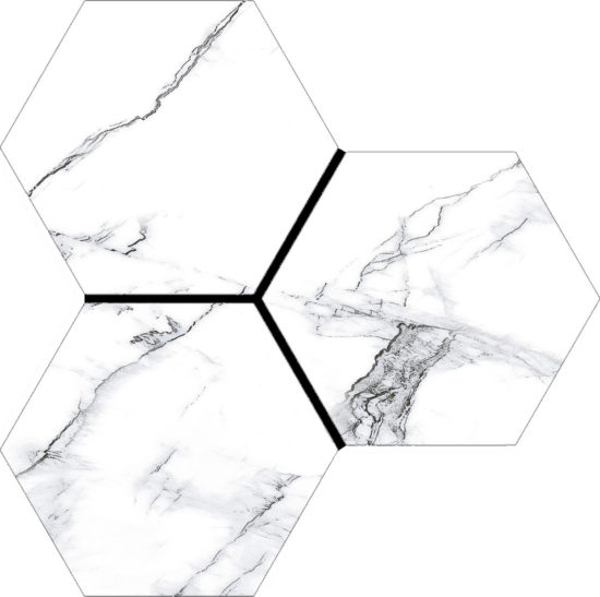 Treasure Ice White Marble 6" Carved Hexagon | Quality Carpet Inc.