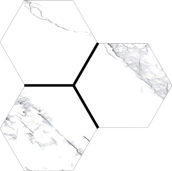 Treasure Ice White Marble 6" Carved Hexagon | Quality Carpet Inc.