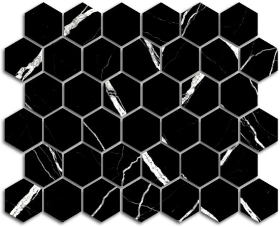 Treasure II Midnight Nero 2x2 Polished Hexagon Mosaic