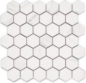 Treasure Statuario 2x2 Polished Hexagon Mosaic | Quality Carpet Inc.