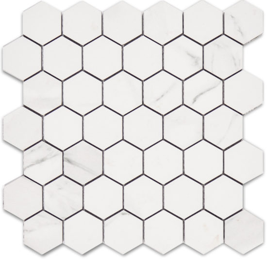 Treasure Statuario 2x2 Polished Hexagon Mosaic | Quality Carpet Inc.