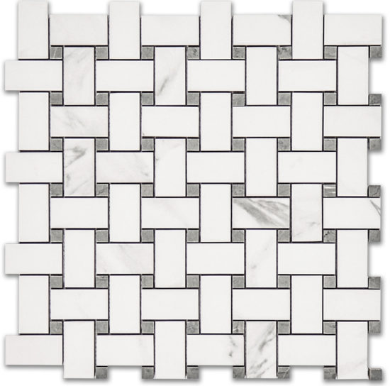 Treasure Statuario Polished Basketweave Mosaic | Quality Carpet Inc.