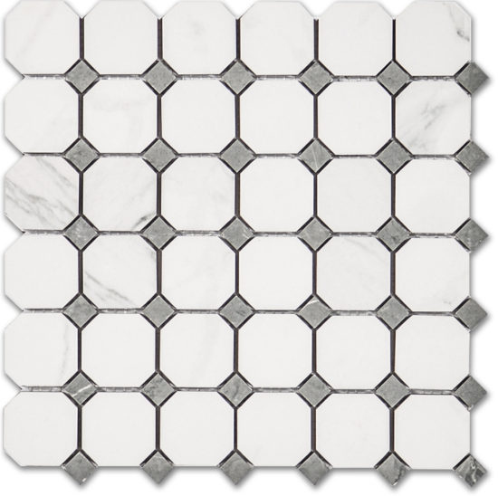 Treasure Statuario Polished Octagon/Dot Mosaic | Quality Carpet Inc.