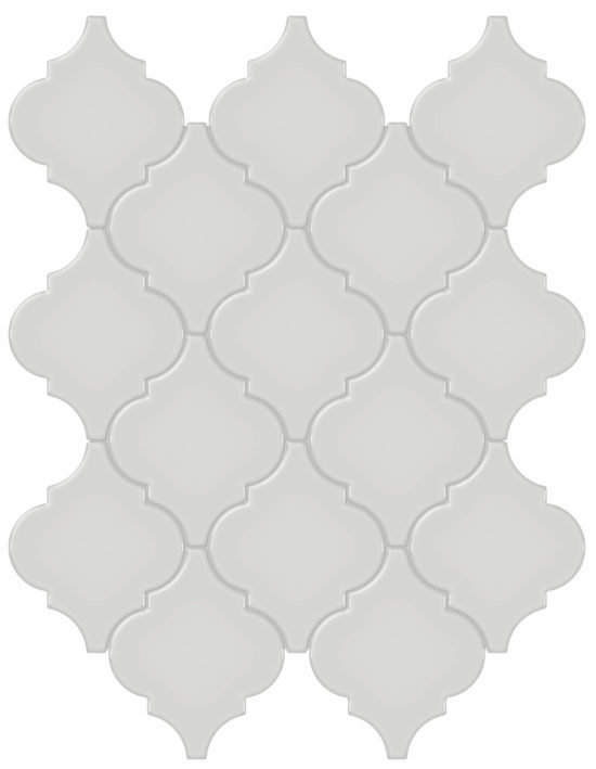 Warm Grey Glossy Arabesque Mosaic | Quality Carpet Inc.