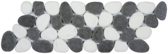 White & Black Reconstituted Pebble Interlocking Mosaic | Quality Carpet Inc.