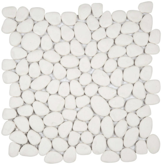 White Reconstituted Pebble Interlocking Mosaic | Quality Carpet Inc.