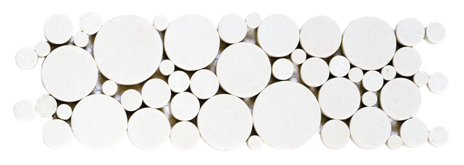 White Reconstituted Round Mosaic Interlocking Border | Quality Carpet Inc.