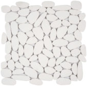 White Sliced Reconstituted Pebble Interlocking Mosaic | Quality Carpet Inc.