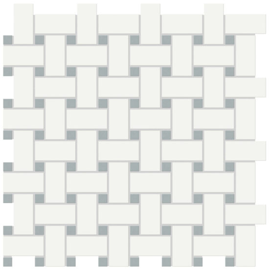White w/Cloud Blue Matte Basketweave Mosaic | Quality Carpet Inc.
