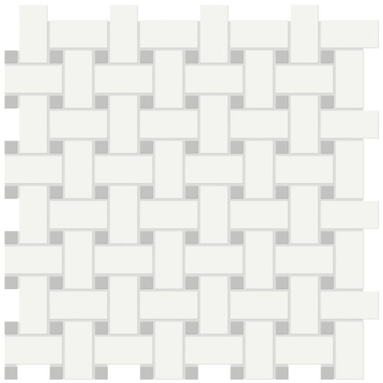 White w/Loft Grey Matte Basketweave Mosaic | Quality Carpet Inc.