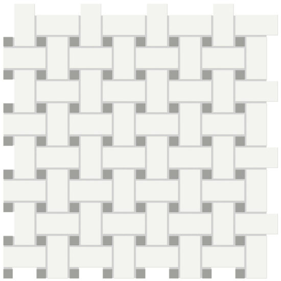 White w/Taupe Matte Basketweave Mosaic | Quality Carpet Inc.
