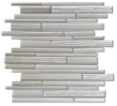 Wood Look Glass Baguette Light Grey Interlocking Mosaic | Quality Carpet Inc.