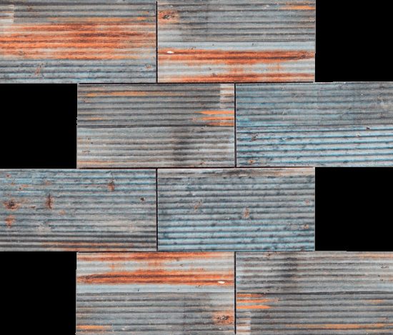 2.8"x6" Rust Industrial Linear Relief Pattern Glazed Ceramic Mosaic | LA TERRA STONE
