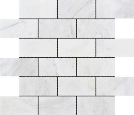 2″x4″ Brick Pattern White Grey Marble