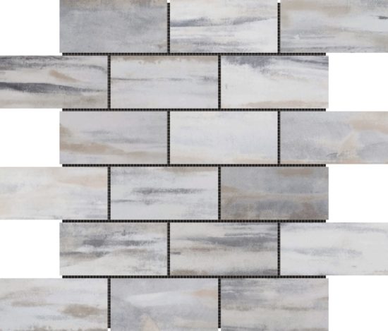 2"x4" Glazed Ceramic Grey Beige Mix Rough Surface Mosaic | LA TERRA STONE