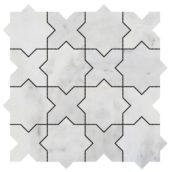 3"x3" Cross & Star White Grey Marble | LA TERRA STONE