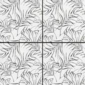 6"x6" Grey Palm Leaf Printed White Marble | LA TERRA STONE