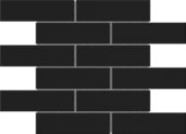 Black Brick Pattern Glossy Glazed Ceramic 2"x6" | LA TERRA STONE