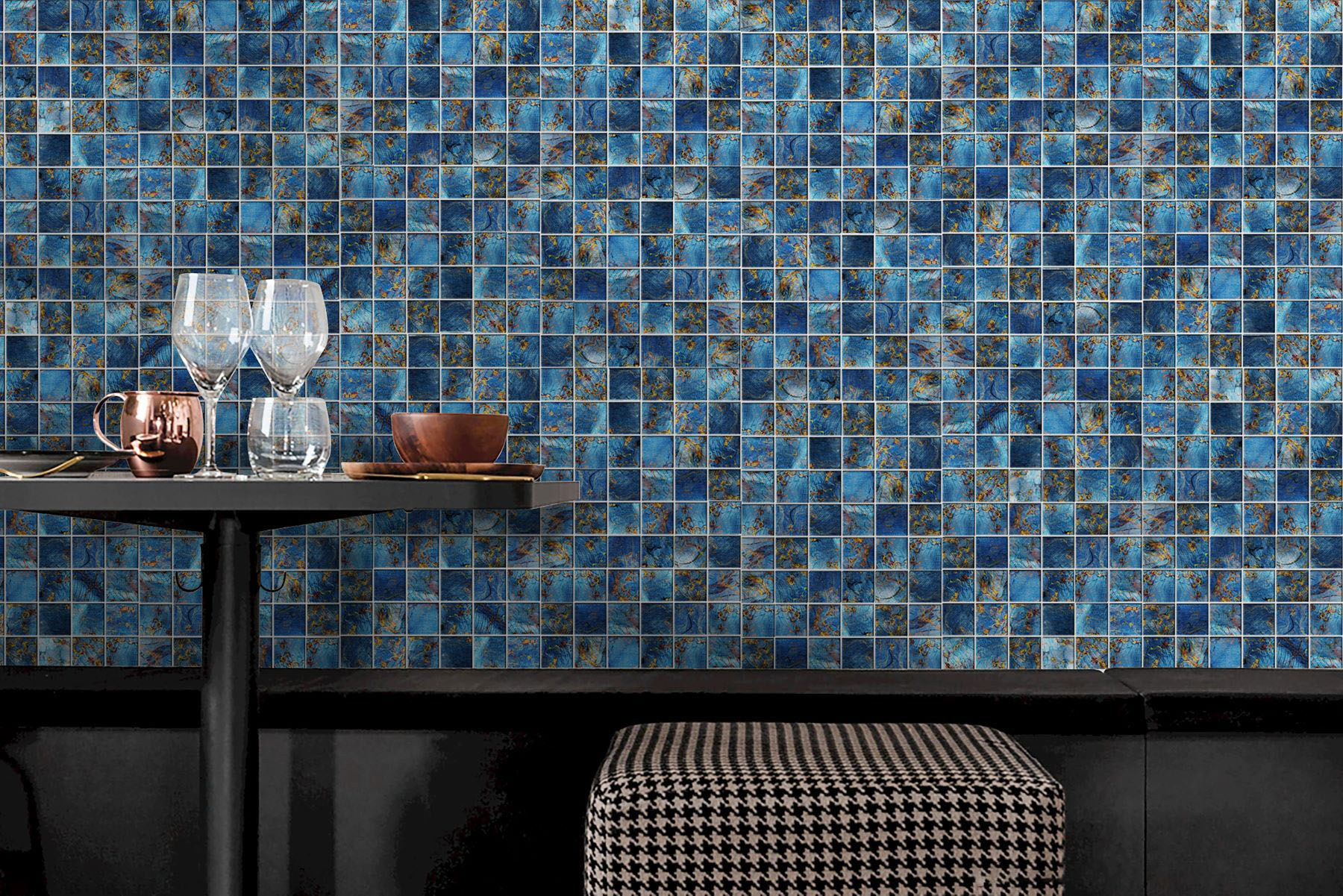 Blue Aluminum 2"x2" Mix Mosaic | LA TERRA STONE