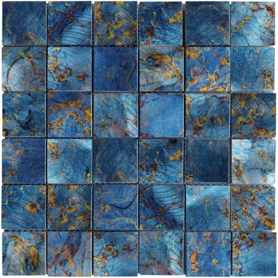 Blue Aluminum 2"x2" Mix Mosaic | LA TERRA STONE