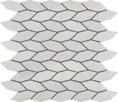 Elongated Hexagon White Grey "Leaves" Mosaic | LA TERRA STONE