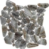 Glass Pebble Grey Beige Mix Marble Pattern Mix Mosaic | LA TERRA STONE
