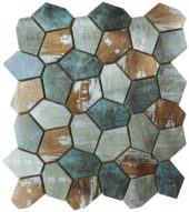 Hexagon Aluminum Mix Green Grey Beige 11.4"x12.2" | LA TERRA STONE